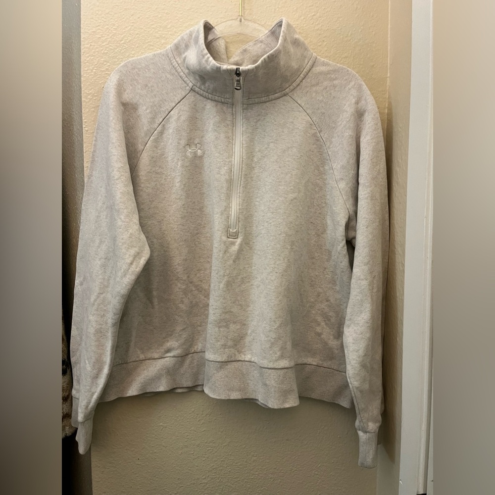Under Armour oatmeal beige Half-Zip Sweatshirt size Large